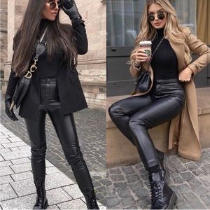 ZARA high waisted faux leather leggings